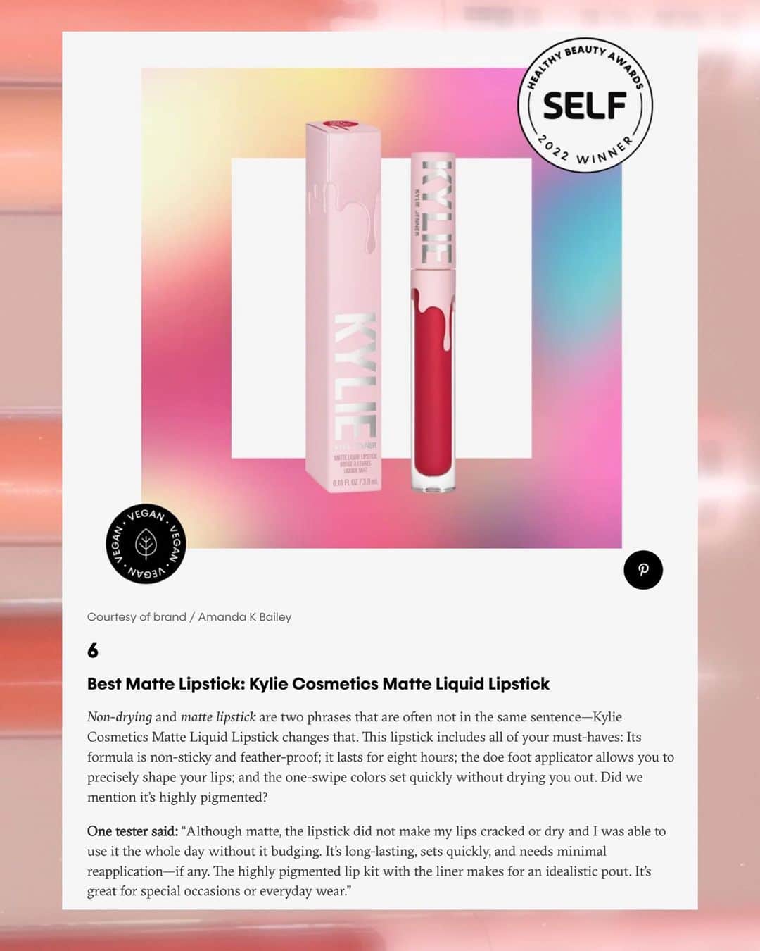 カイリー・ジェンナーさんのインスタグラム写真 - (カイリー・ジェンナーInstagram)「new shades of my matte liquid lipstick just dropped today on KylieCosmetics.com 💕 thank you @selfmagazine for the best matte lipstick award @kyliecosmetics」7月22日 4時43分 - kyliejenner