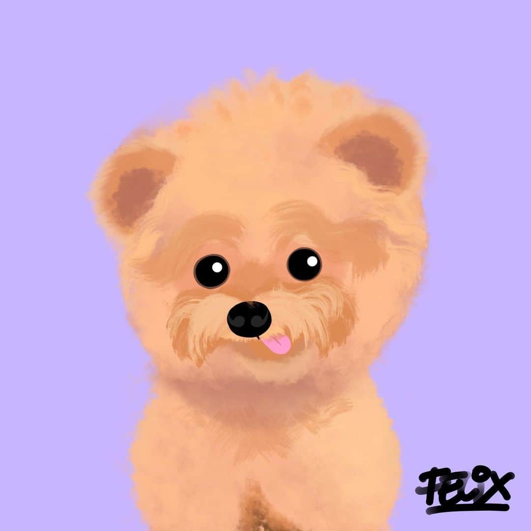 ロージーのインスタグラム：「Just got this cute drawing done of Rosie by @hocuteah, whom is raising money for the homeless in Hong Kong (@impacthkcharity). 100% of the proceeds are donated ❤️ Contact @hocuteah if you want to get involved and get your pet drawn 😊🐶🐱🐰🐠」