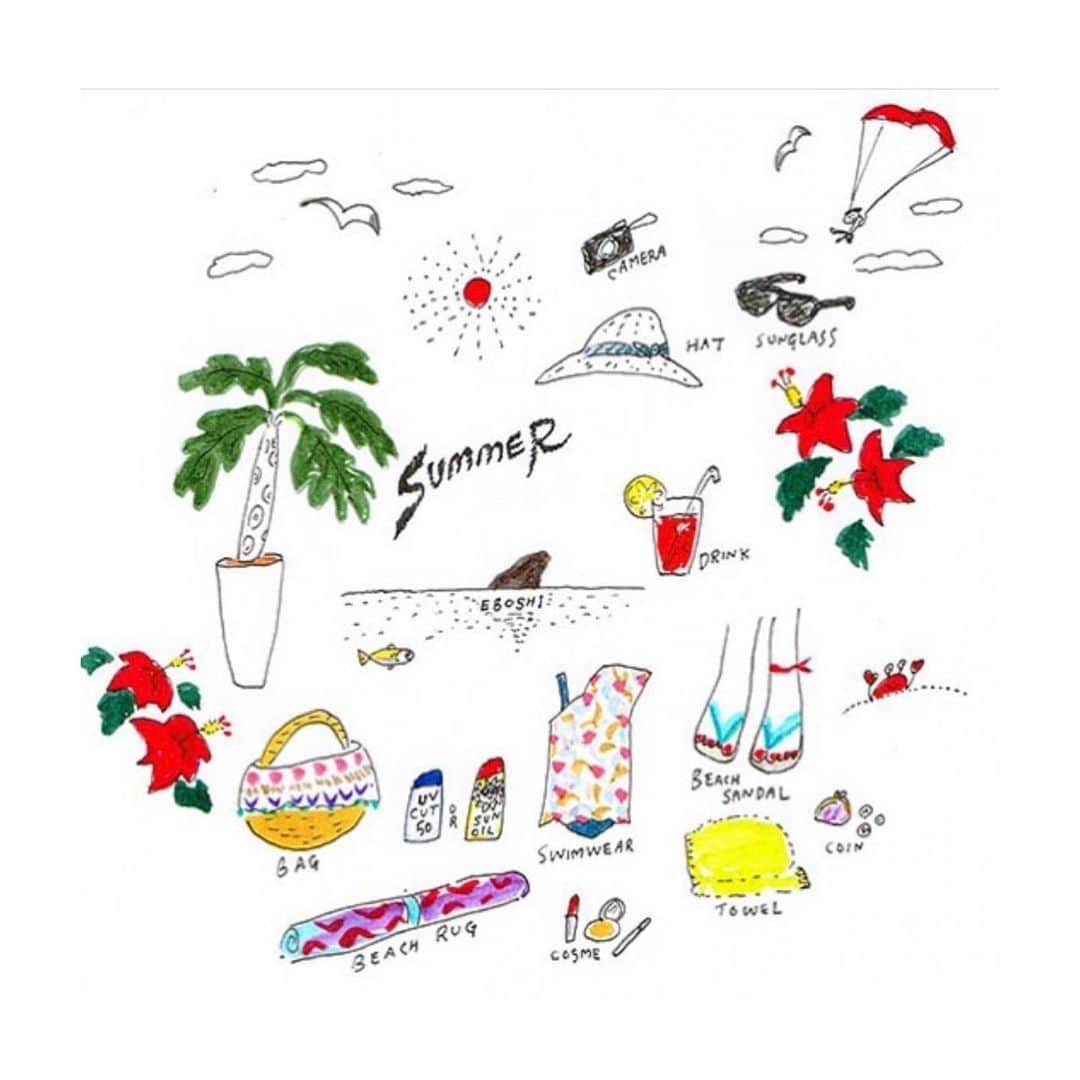 ハルペイさんのインスタグラム写真 ハルペイinstagram 湘南はピーカン 朝から海へ向かって歩く人ゾロゾロ サザンビーチ 海水浴 夏休み 烏帽子岩 Beach Harupei Doodle Draw Drawing Illustrator