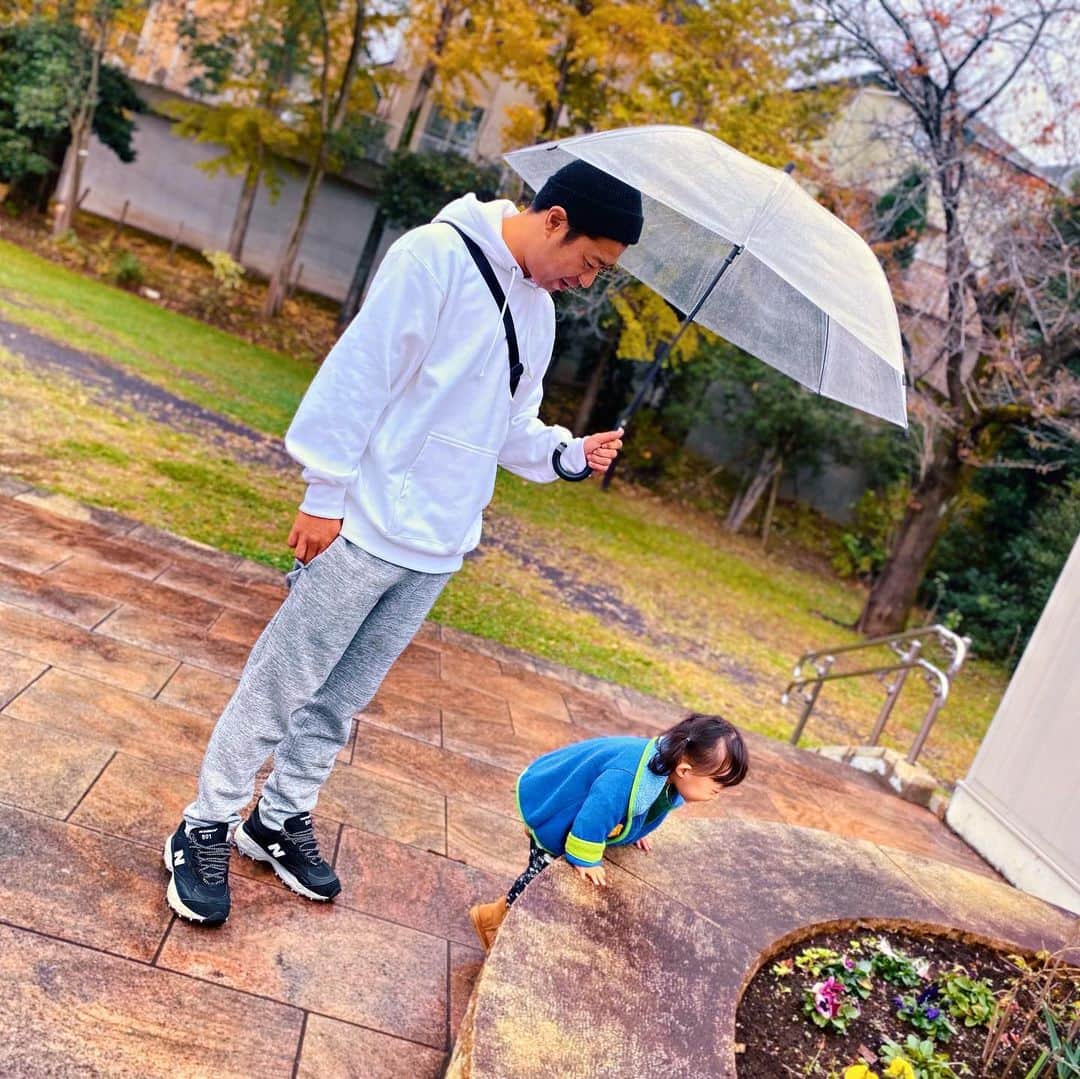 尾形貴弘さんのインスタグラム写真 - (尾形貴弘Instagram)「ミクサクと雨の中お散歩してきたよ！ あと最後の動画のさくちゃんがかわいすぎる。。。 ピカチュウ見つけてチューだって