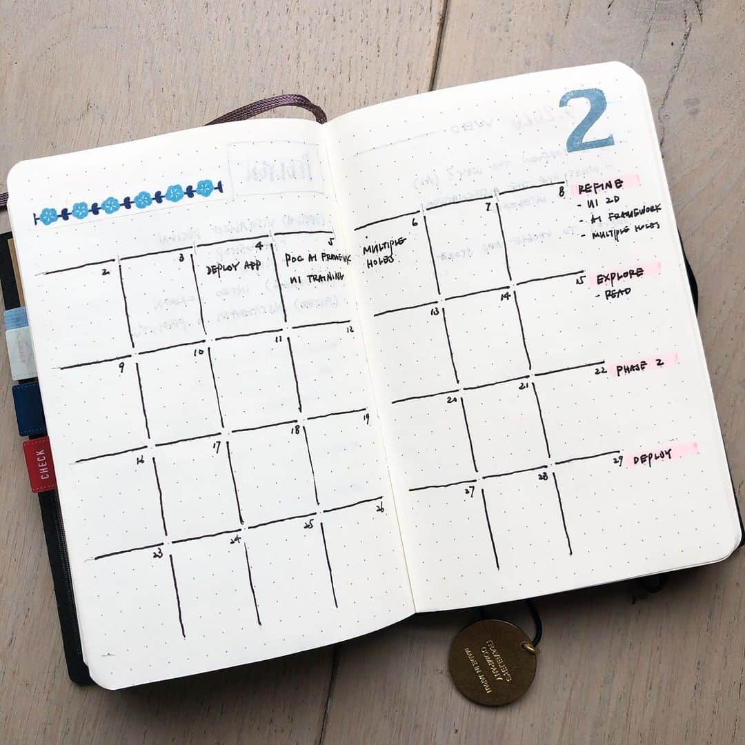 Dara M.のインスタグラム：「February #bulletjournal #plannercommunity #minimalistplanner #functionalplanner #pocketsizeplanner #journaling #journal #moleskine #fieldnotes」