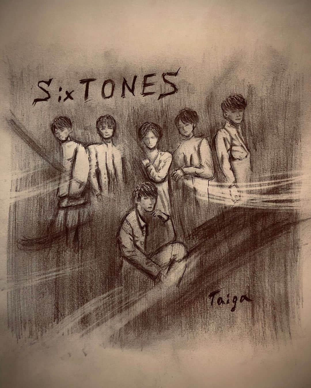 Sixtonesさんのインスタグラム写真 Sixtonesinstagram 京本大我です 結成5周年を記念してsixtonesの絵を描きました もし良かったらロック画面とかに使ってねー 改めていつもありがとう It S Kyomoto Taiga To Commemorate Our 5th Anniversary I Drew This