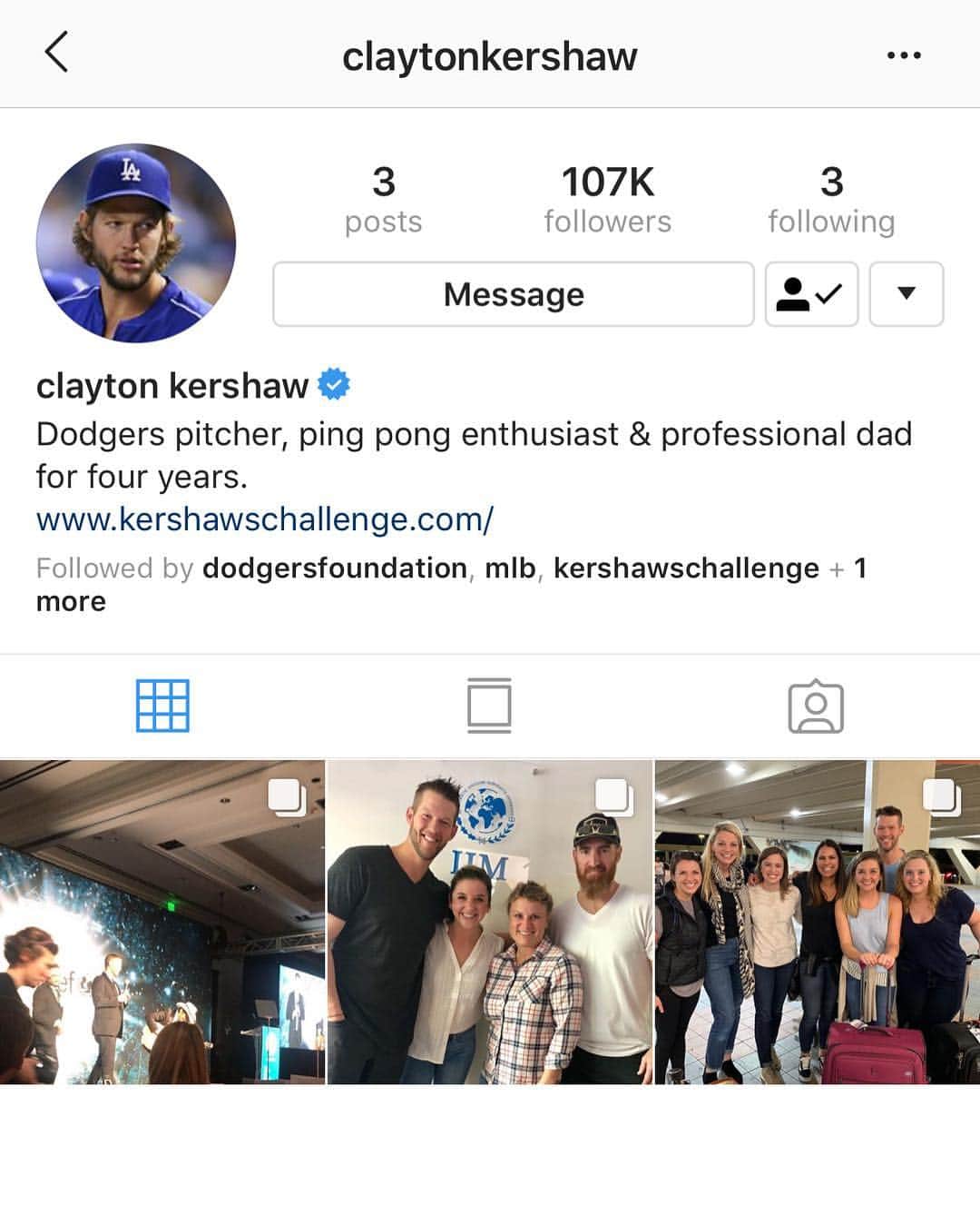 クレイトン・カーショウのインスタグラム：「Be sure to follow Clayton’s real page if you haven’t already! Super excited he finally got an Instagram! #kershaw #dodgers #itfdb #kershgonnakersh #mlb」