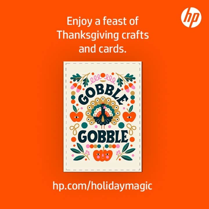 HP（ヒューレット・パッカード）のインスタグラム：「Enjoy a feast of Thanksgiving crafts and cards at the link in bio.」