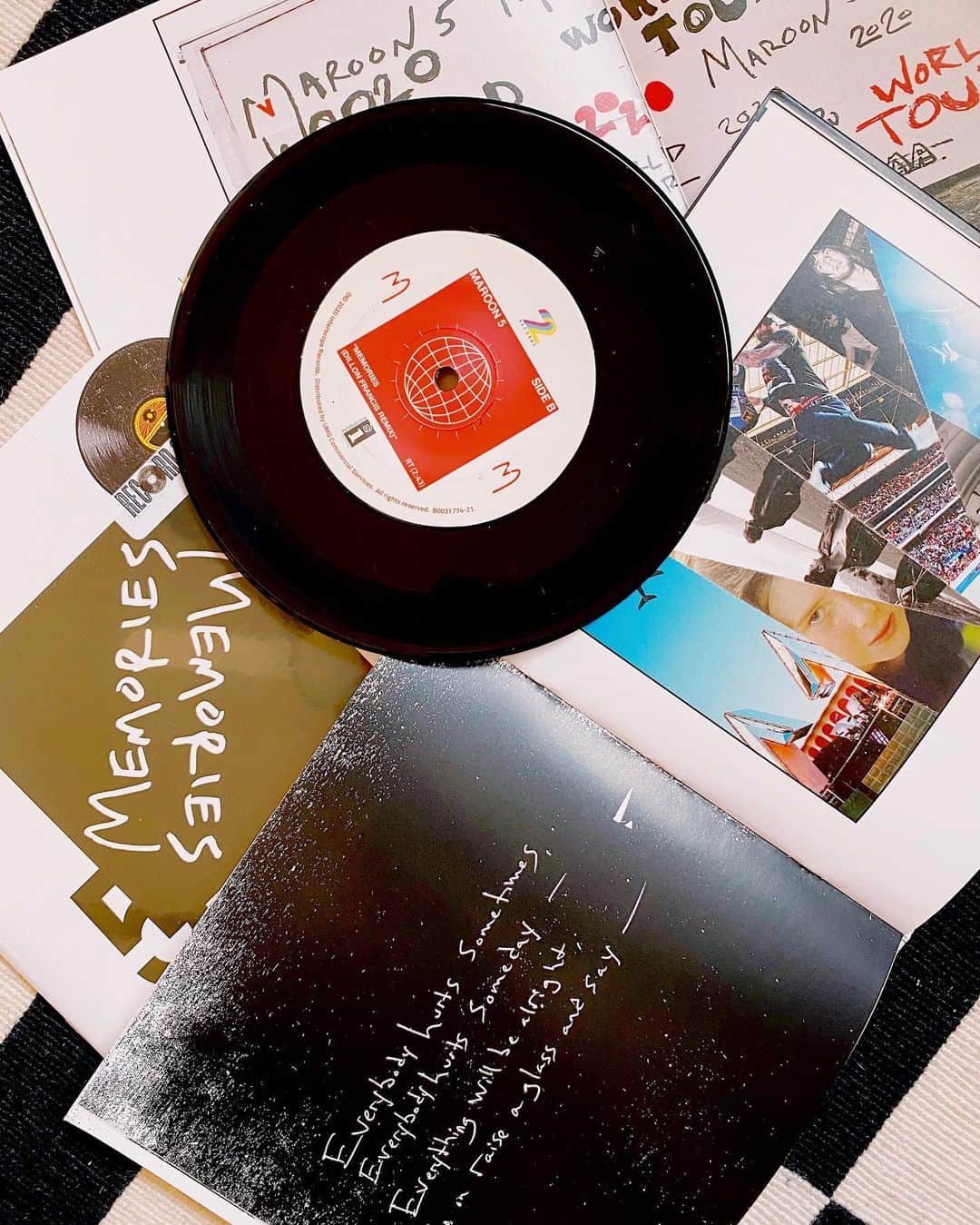 Maroon 5のインスタグラム：「Call your local independent record store and check for our 7” vinyl in celebration of Record Store Day 2020 - The “Memories / Memories (Dillon Francis Remix)” 7” and 20 page photo & lyric booklet • Limited to 3500 copies • Find a participating store near you at recordstoreday.com and keep supporting your local record shop • #RSD20 #RSDDrops」