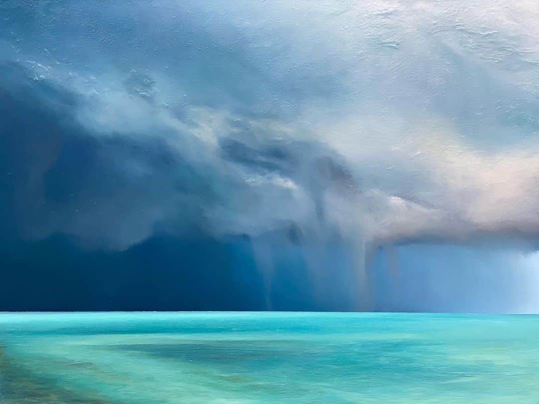 Derek Kaplanのインスタグラム：「Last ‘Storm’ of the year! Size: 30 x 40 x 1.5’ Oil on canvas *SOLD」