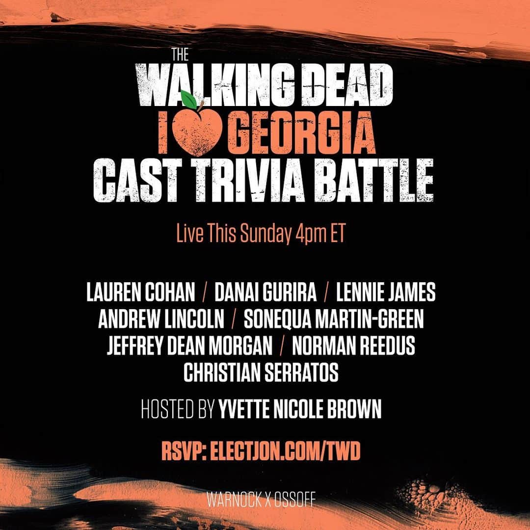 ダナイ・グリラのインスタグラム：「Today is the day! Join me and the cast of The Walking Dead at 4PM ET for a special trivia battle to benefit the race in 🍑 GA.  Visit electjon.com/TWD to get your ticket before it’s too late- this is gonna be fun! #TWDReunion」