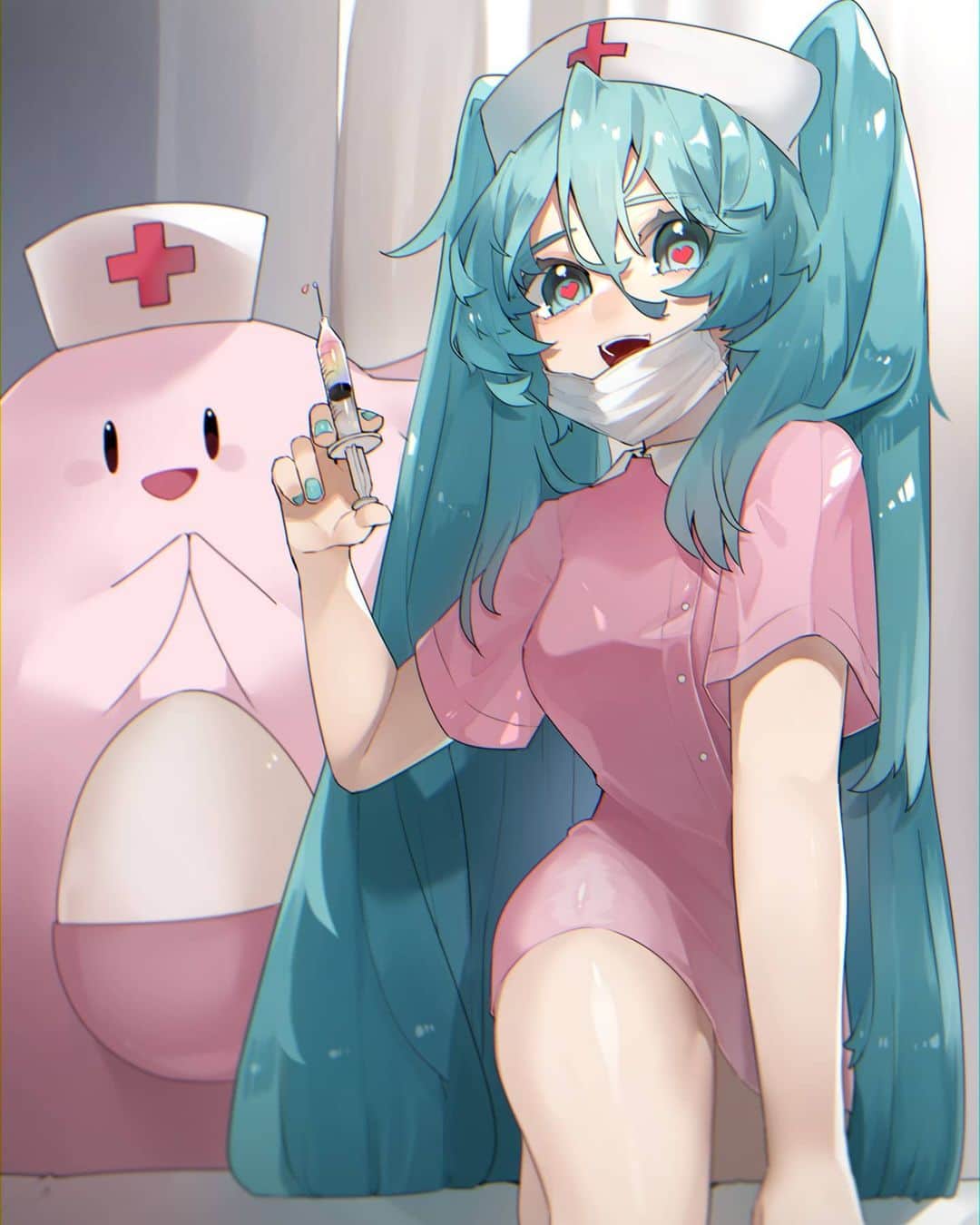 初音ミクのインスタグラム：「Honey~ it's time for your COVID-19 vaccination shot~  #初音ミク #HatsuneMiku #Twitter #Kawaii #Pixiv #Vocaloid #Anime」