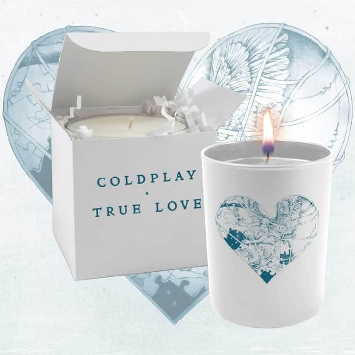 Coldplayのインスタグラム：「💙 True Love candle available to order now from the Coldplay Store (link in bio) 💙 #Coldplay #TrueLove」