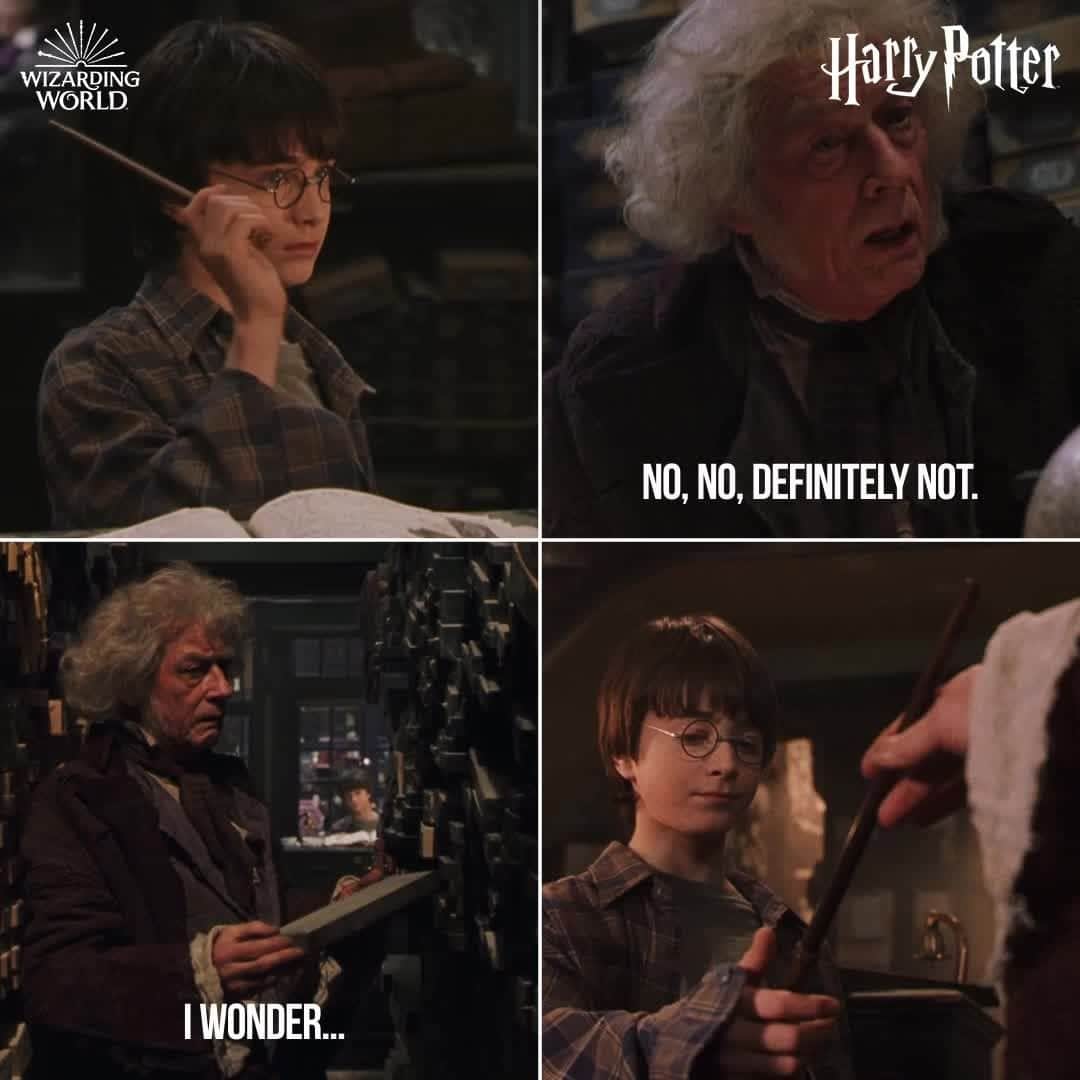 ハリー・ポッターのインスタグラム：「It might take some trial and error, but the right wand always finds the wizard.」