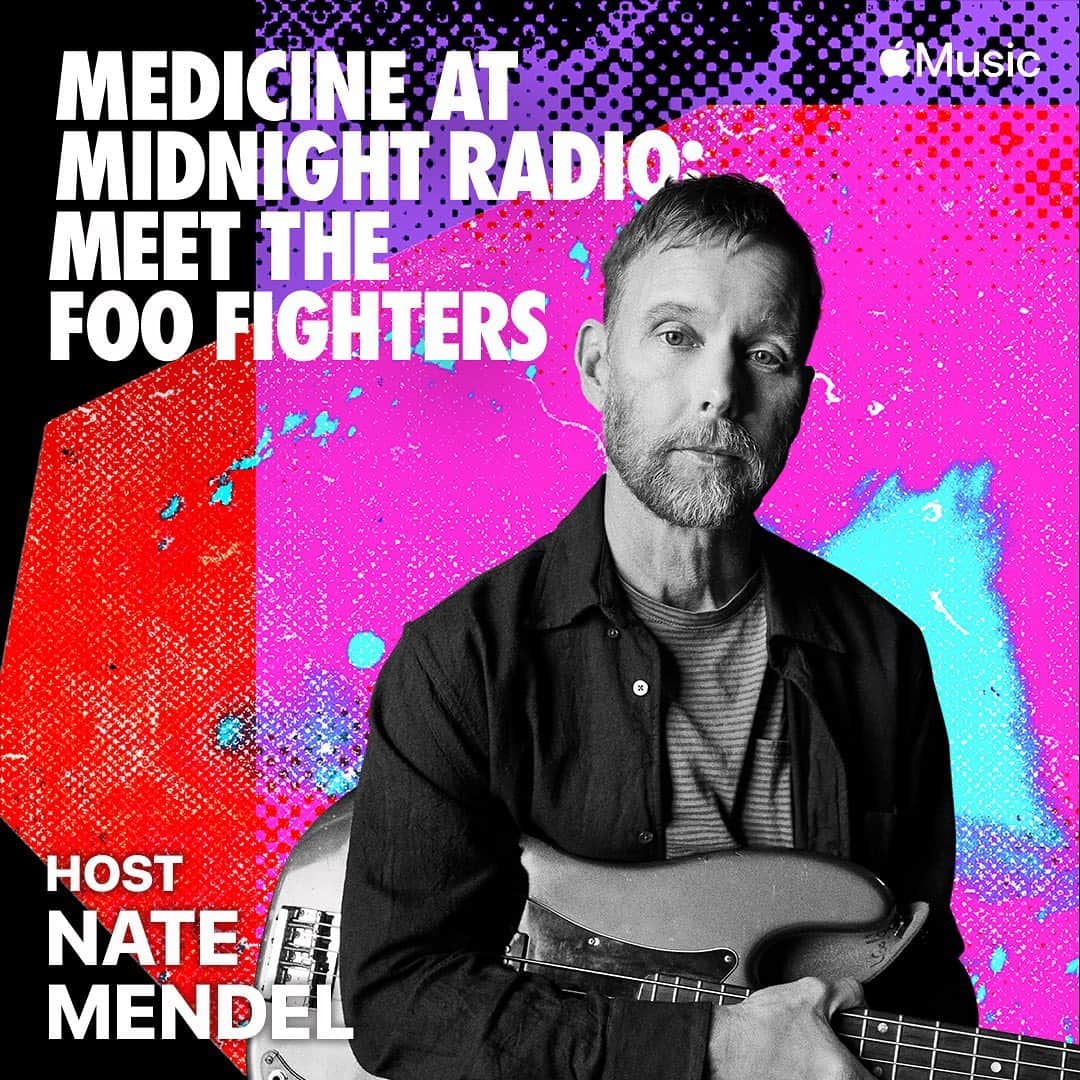 フー・ファイターズのインスタグラム：「Tune-in TODAY at 4pm PT for the first episode of #MedicineAtMidnight Radio w/ #NateMendel. Open @applemusic, tap Radio, and hit Apple Music Hits to listen live.」