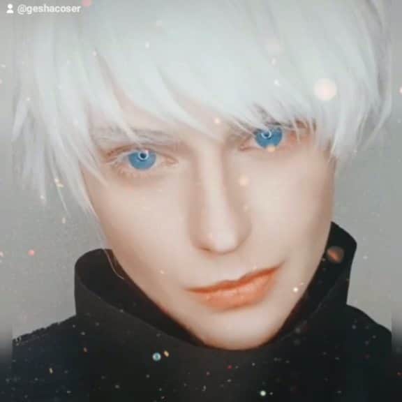 Gesha Petrovichのインスタグラム：「#HappyLunarNewYear Repost here some tiktok's video,i like how this cos looks on me ☺️ #gojosatoru #jujutsukaisen  With amazing contacts by @colourful.eye @colourfuleye_cosplay 🤤15% if you use code [petrovichgesha] Second contacts @ttd_eye @ttdeyeofficial ❤️ B-day month on P❤️treon ❤️👇 www.patreon.com/geshacos I want 50 subscribers 😜  #cosplayersofinstagram #community #gego #gojosensei #gojocosplay #虎杖悠仁  #呪術廻戦  #malecosplay #costest #cosplaycommunity #makeupartist」
