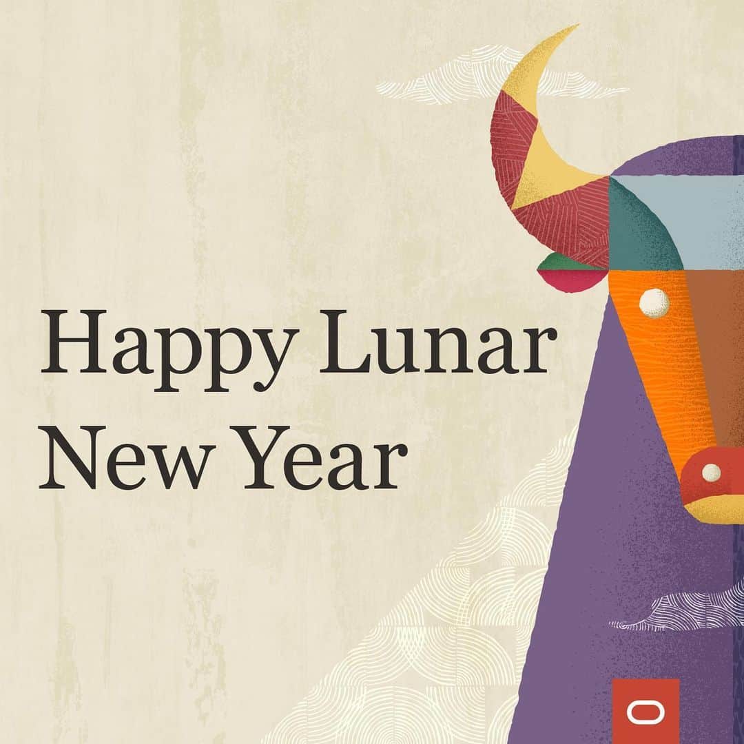Oracle Corp. （オラクル）のインスタグラム：「Wishing you a happy and prosperous Lunar New Year! We hope the Year of the Ox brings strength and determination to everything you do! 🌙 🐂 #LunarNewYear #YearoftheOx」