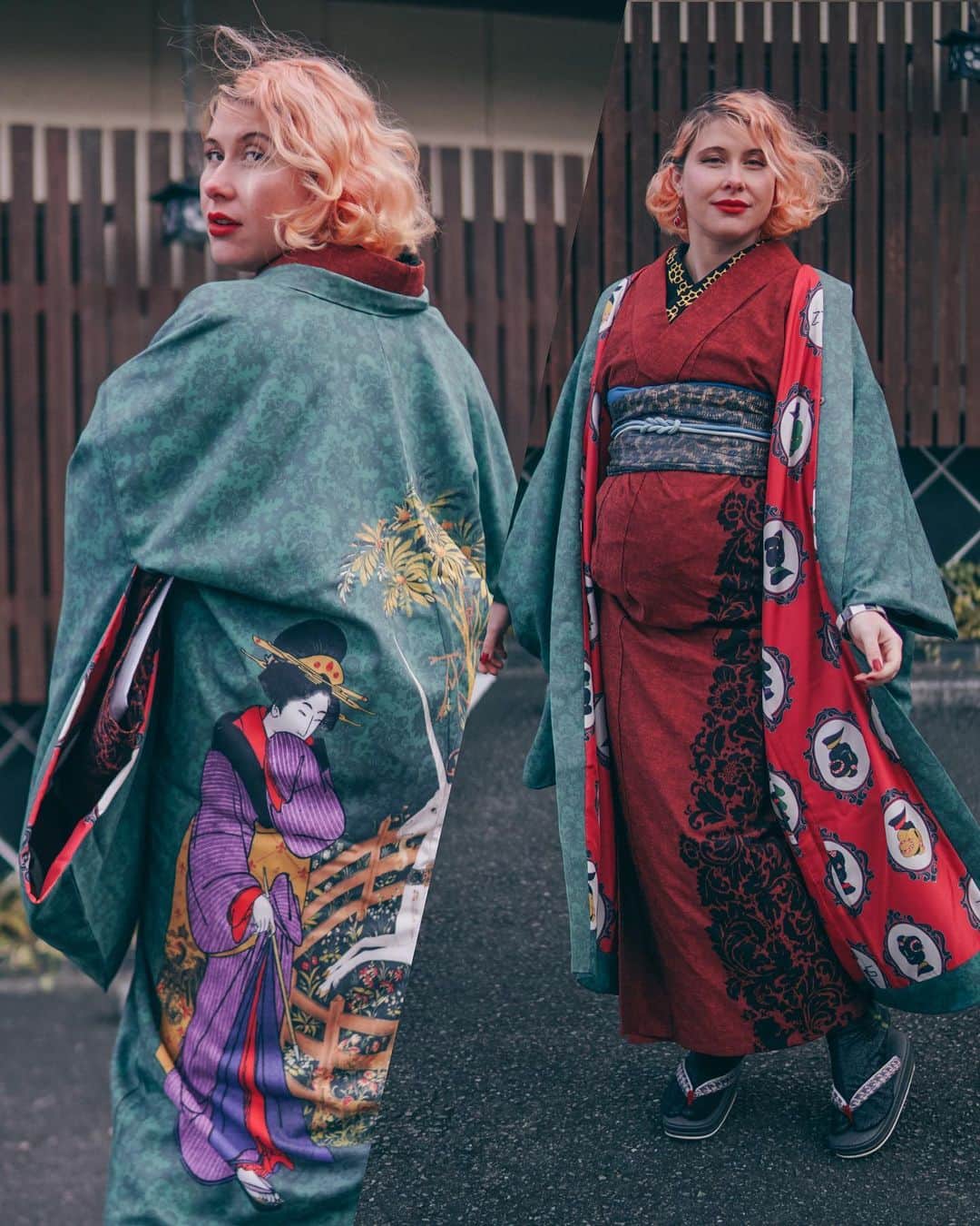 Anji SALZのインスタグラム：「🦄 Unicorn captive in Edo? 🤔 New design haori jacket in store at salz-tokyo.com 💫  Inspired by antique kimono as well the elaborate artwork on the insides of men’s kimono jackets this is yet another “East meets West” item from the heart 👘❤️ The lining features the SALZ Nihongami cameo ladies.   A lightweight and comfortable kimono jacket for ladies or gents (with shorter sleeves) to be worn with kimono or western clothing.💕  江戸時代にユニコーン🦄❓ SALZオリジナル羽織をオンラインショップにアップしました❤️  男性羽織の羽裏やアンティーク着物にインスパイアされた長さ。着物や洋服に合わせても良い。希望でしたら、寸法を合わせることも可能です。 💫Salz-Tokyo.com💫  #salztokyo #kimono #haori」