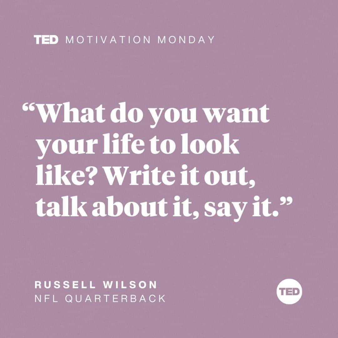 TED Talksのインスタグラム：「What do you want to achieve? Speak it into existence! In a TED Talk, Seattle Seahawks quarterback Russell Wilson (@dangerusswilson) says his secret to success is harnessing the power of a "neutral" mindset. "What you have to be able to do is to stay focused on the moment. It's OK to have emotions, but don't be emotional," he explains. To learn how this approach has helped Wilson on *and* off the field — and adopt  it yourself — click the link in our bio. #MondayMotivation」