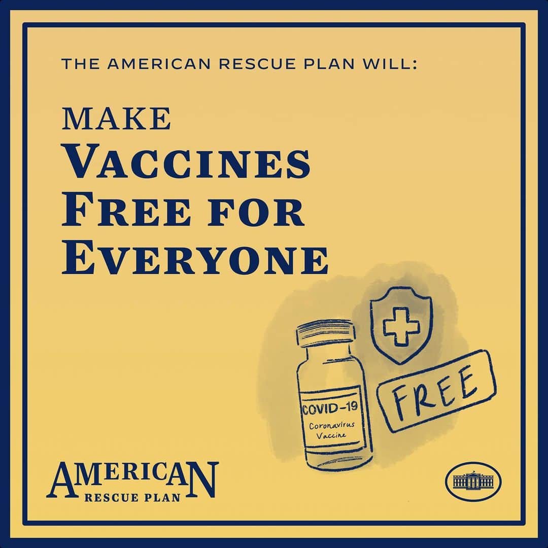 ジョー・バイデンのインスタグラム：「The American Rescue Plan will make vaccines free and accessible for everyone. We can't afford to wait. Congress needs to pass the American Rescue Plan.」