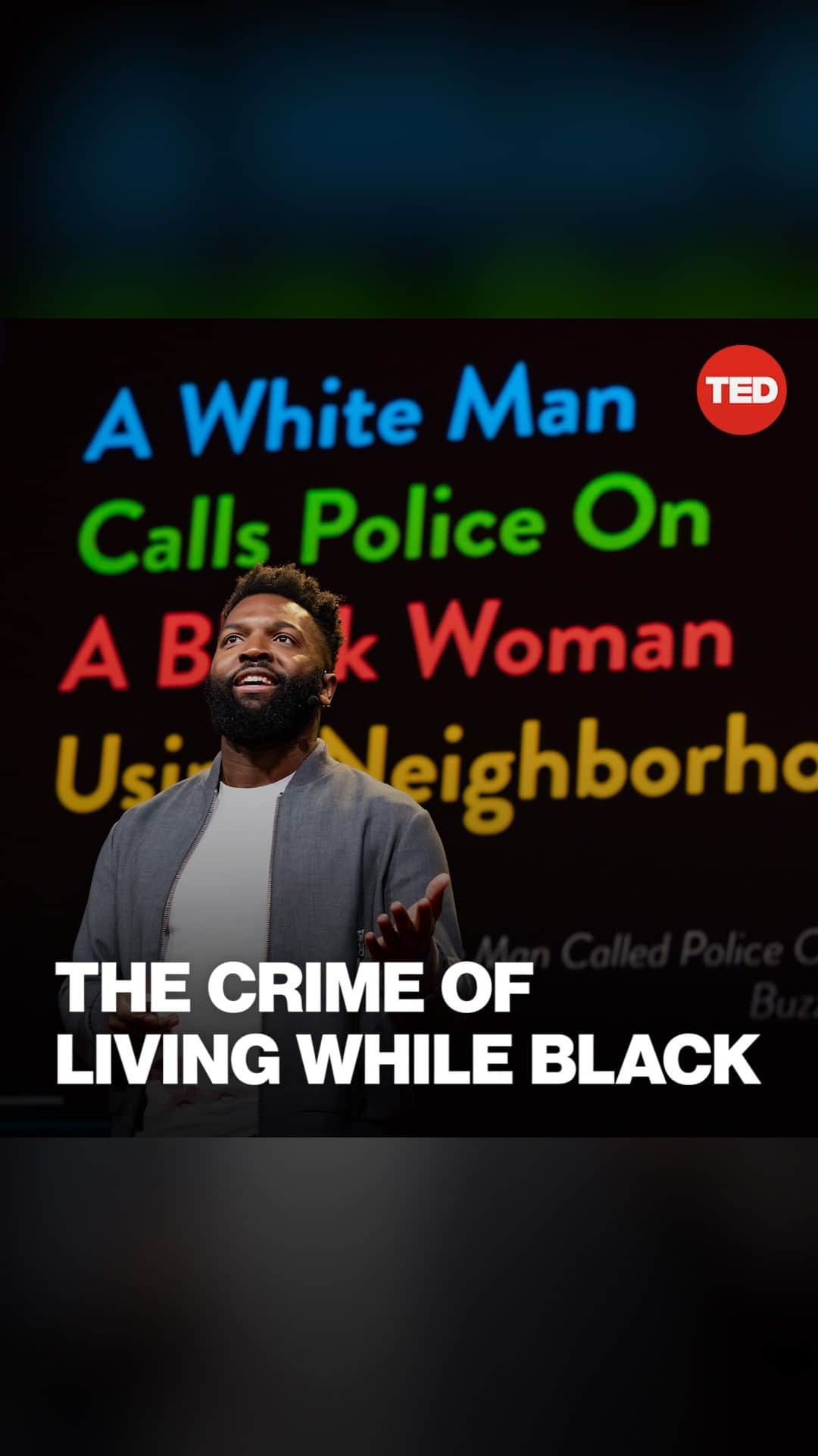 TED Talksのインスタグラム：「It's an all too familiar story. A white person sees a Black person enjoying the outdoors, sitting in a cafe or simply living while Black, but thinks they're doing something suspicious, illegal or just inconvenient, so the white person calls the police. "We live in a system in which white people can too easily call on deadly force to ensure their comfort," says writer, activist and comedian @Baratunde Thurston. What can we do to change this? In his TED Talk, Thurston explains how we can use familiar stories like these to change the narrative. Watch the full talk here: http://t.ted.com/PcJrjoo」