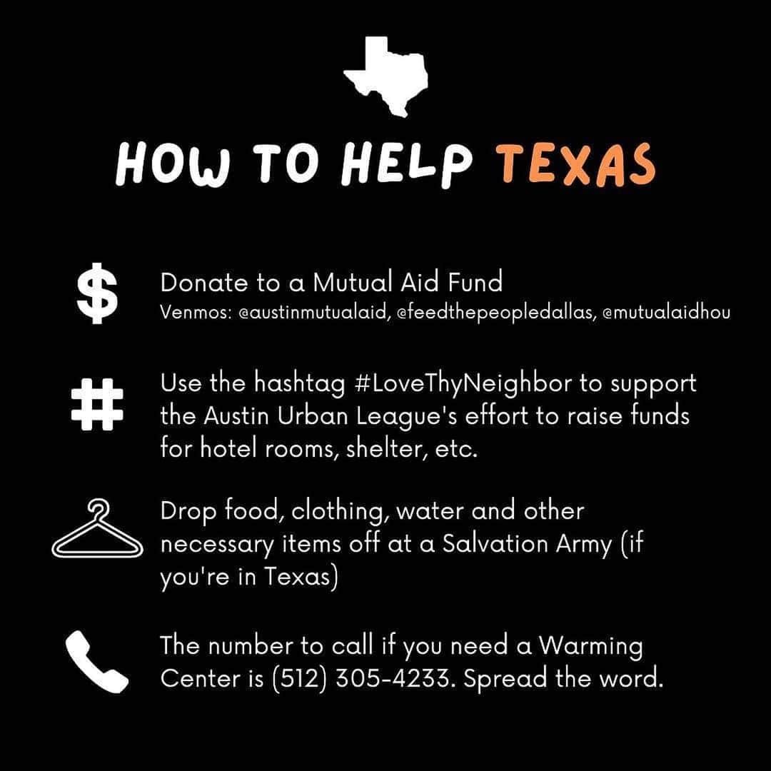 トレーシー・エリス・ロスのインスタグラム：「Texans need our help staying warm and protected. Here are some ways you can assist organizations that are helping those in need. Please spread the word and use the hashtag #LoveThyNeighbor rp: @kerrywashington via @violadavis」