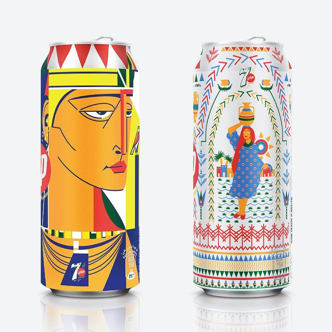 TED Talksのインスタグラム：「Yes, these are soda cans — but they’re also history! Egyptian graphic designer Ghada Wali (@ghada_wali) updated the same-old soft drink cans in a way that honored her Egyptian heritage. These particular cans track the evolution of visual graphics in Egypt, showcasing 4 distinct eras. From left to right, the art styles of Ancient Egypt (3100 BCE), Rural Egypt (1880s), Modern Egypt (1940s) and Egypt today are represented. "Design plays a crucial role in highlighting the visual identity of any product," she wrote in a recent piece that appears exclusively on TEDinArabic. "And it has the power to unveil and re-introduce the culture and identity of any country." This project is just one of many created by Wali that aims to celebrate the Arabic language and preserve Arab identity. To see more of her delightful designs and learn about her mission to bring a "visual revolution" to Egypt and the Middle East, visit the link in our bio. ⁠⁠ ⁠⁠ Image: Ghada Wali」