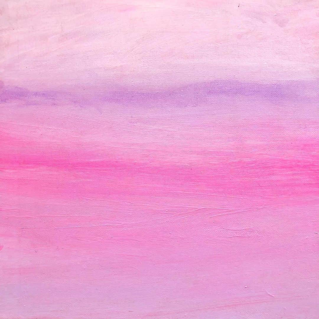 山崎美弥子さんの絵画 パープルとピンクの海と空 - その他
