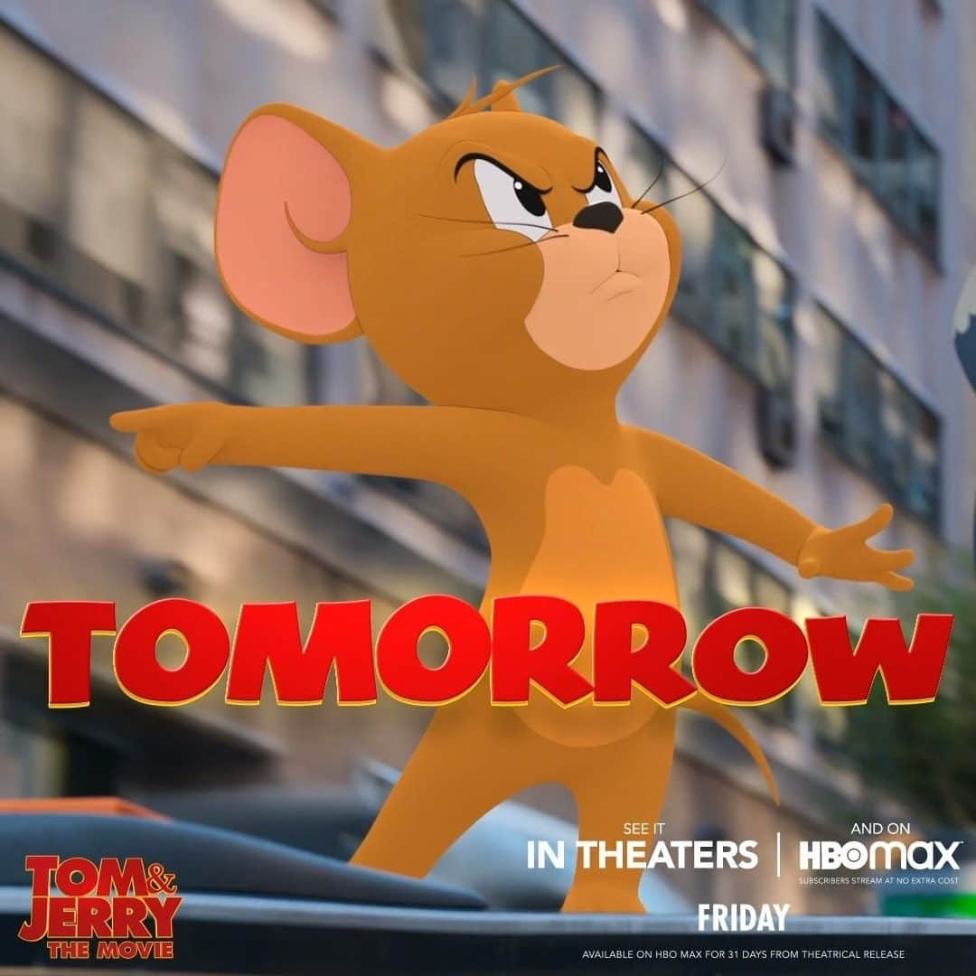 Warner Bros. Picturesのインスタグラム：「The rush is on for the big premiere of Tom and Jerry TOMORROW – in theaters and streaming on @HBOMax. See it your way: link in bio. #TomAndJerryMovie」