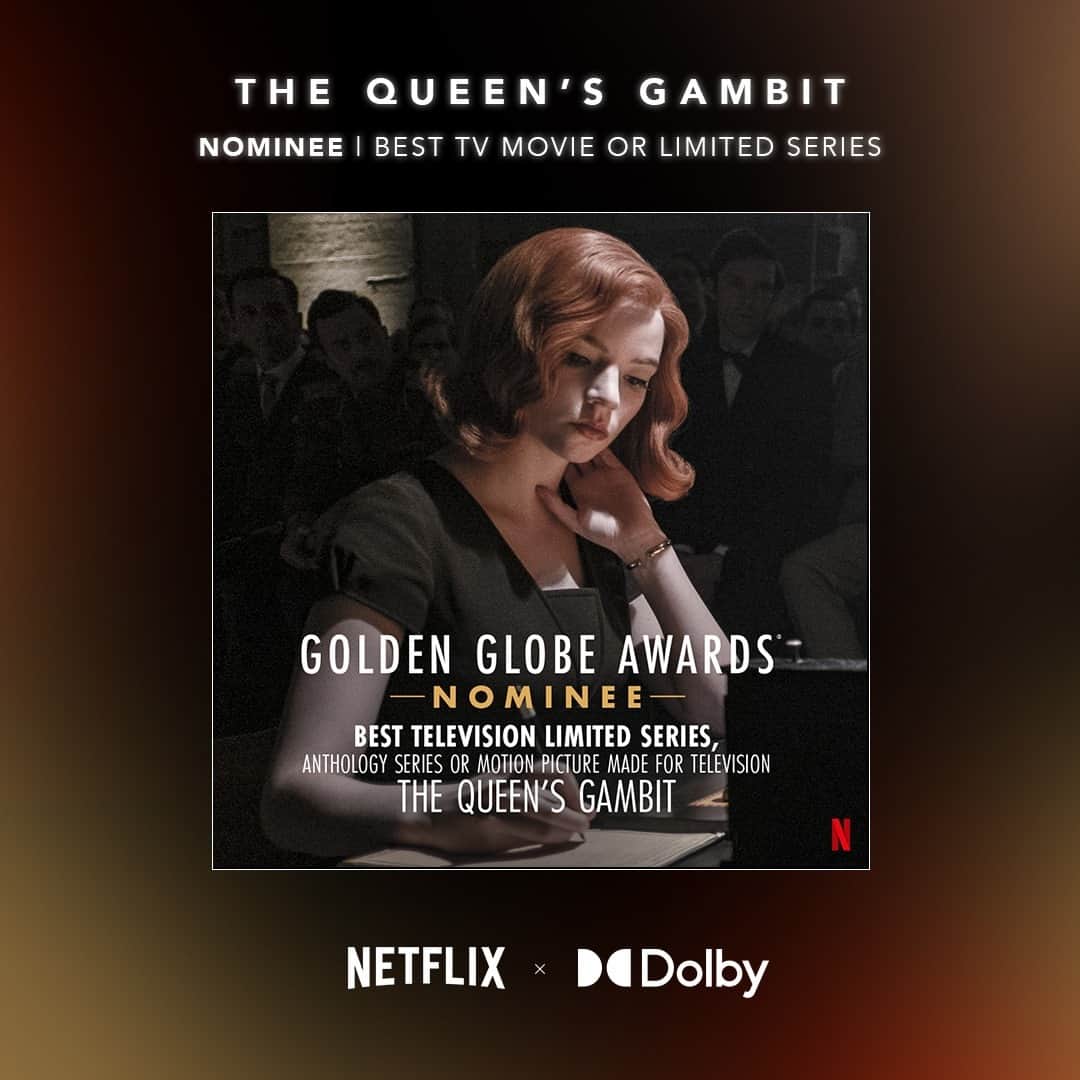 ドルビーラボラトリーズのインスタグラム：「The Queen’s Gambit on @Netflix is nominated for Best Television Limited Series. It’s also in Dolby Vision. Checkmate.」