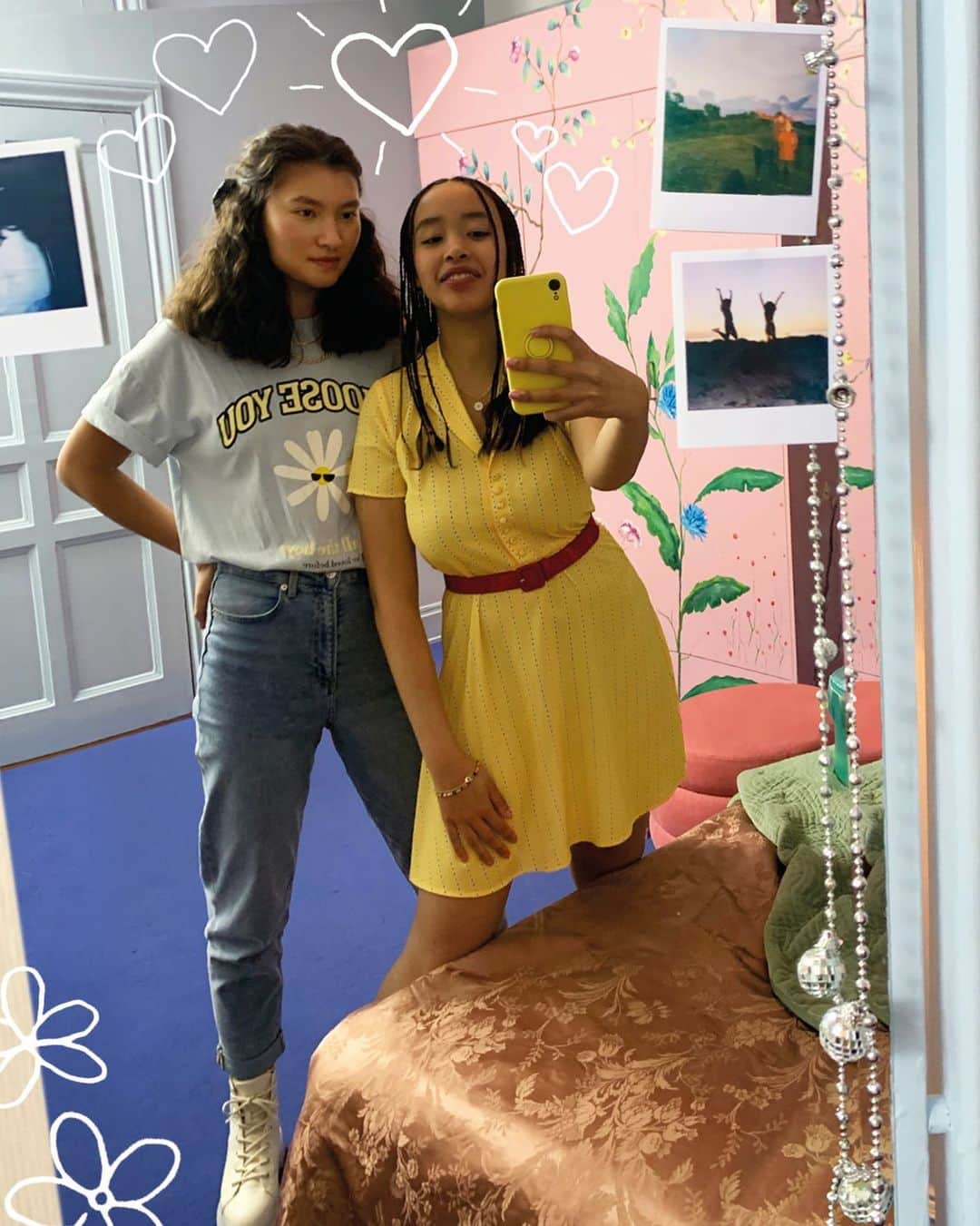 H&Mのインスタグラム：「Wanna copy Lara Jean's look from the new TATB movie? With this yellow dress, you can!   #ToAllTheBoysxHM is out now (11 March in US). #HM #ToAllTheBoys #Netflix @toalltheboysnetflix   Lottie tee TAB co lab: 0961152001 Mom High Ankle Jeans: 0572998009 Three-strand necklace: 0983071001 Boots: 0921572003 Shirt dress: 0971359002 Patent belt: 0954589001 TATB JEWELLERY PACK: 0961995001」