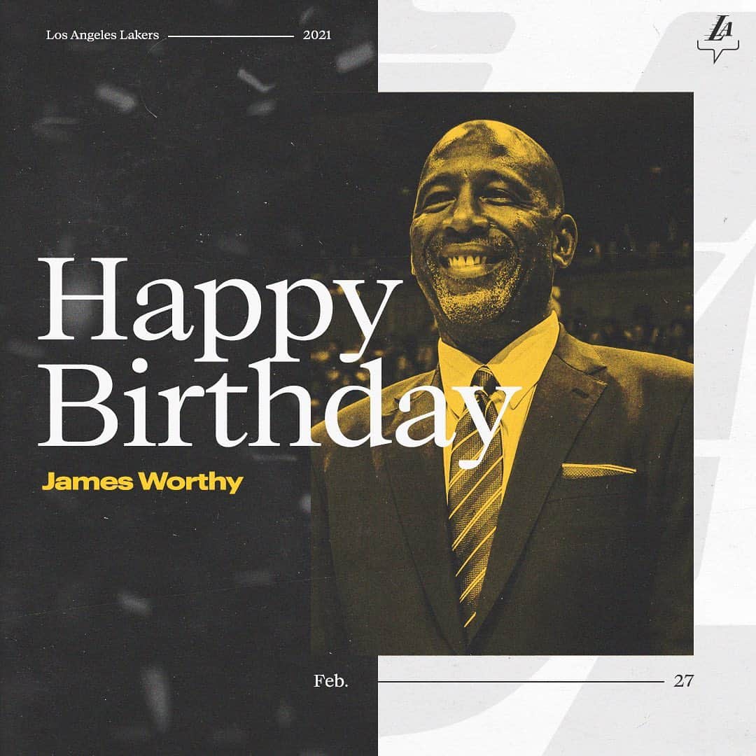 Los Angeles Lakersのインスタグラム：「Happy 60th to the legendary Big Game @jamesworthy42 🥽🎉」