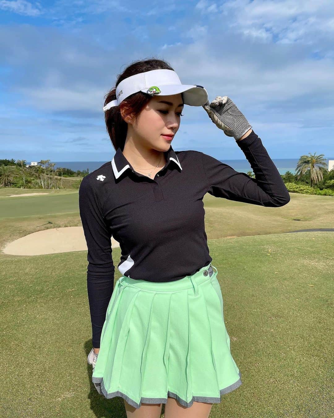 プリーツスカート韓国DESCENTEのプリーツゴルフスカート