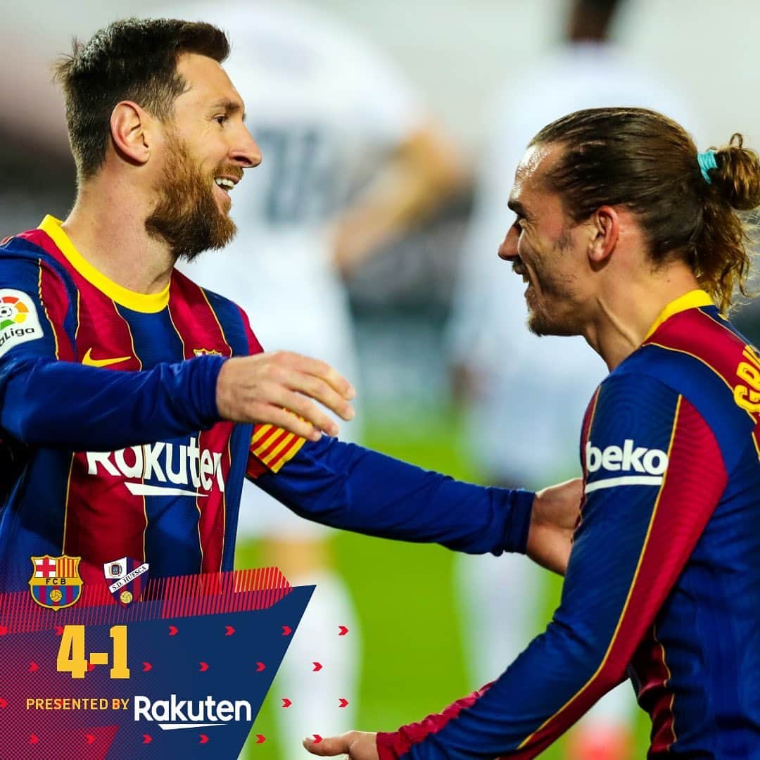 FCバルセロナさんのインスタグラム写真 - (FCバルセロナInstagram)「🏠 Great night at Camp Nou  👏 Barça 4-1 Huesca ⚽️ Messi 2x, Griezmann, Mingueza」3月16日 6時55分 - fcbarcelona