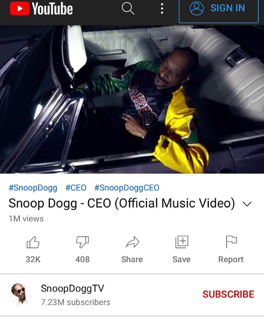 スヌープ・ドッグのインスタグラム：「“C.E.O.” On @youtube 1 day = $1,000,000 views ⬆️⬆️🎥🎥🎥🎞🎞🎞🎞⬆️⬆️」