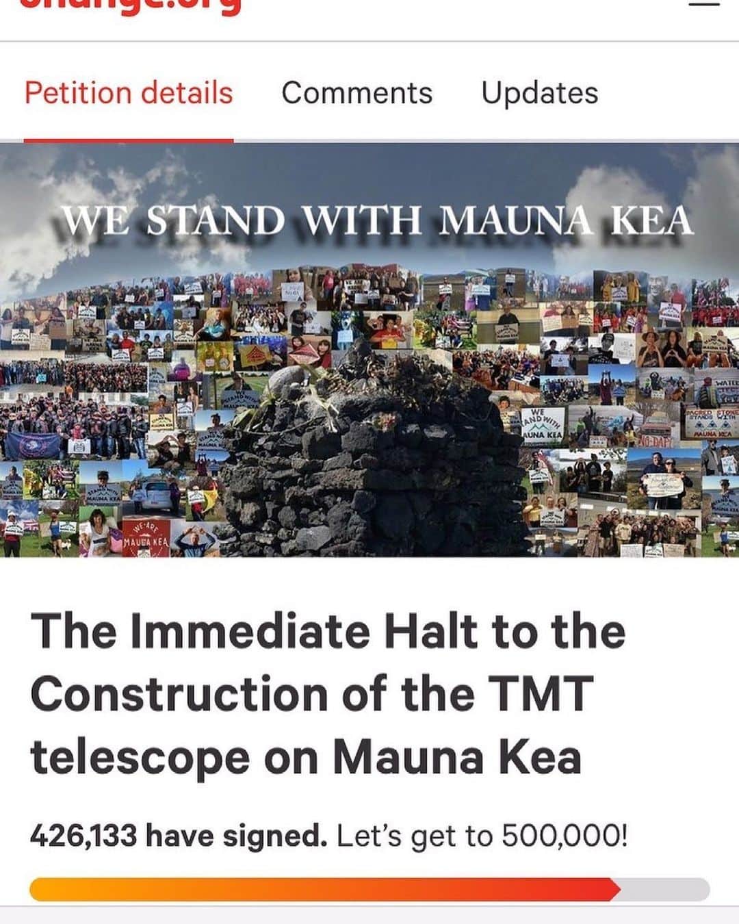 ジェイソン・モモアのインスタグラム：「Almost there please share and sign. link in my bio aloha j Repost @puacase Mahalo everyone we made it to over 426,000. Keep sharing and supporting Mauna Kea and all who stand and call on us as well! Link in my bio, together we will reach our #goal500000」