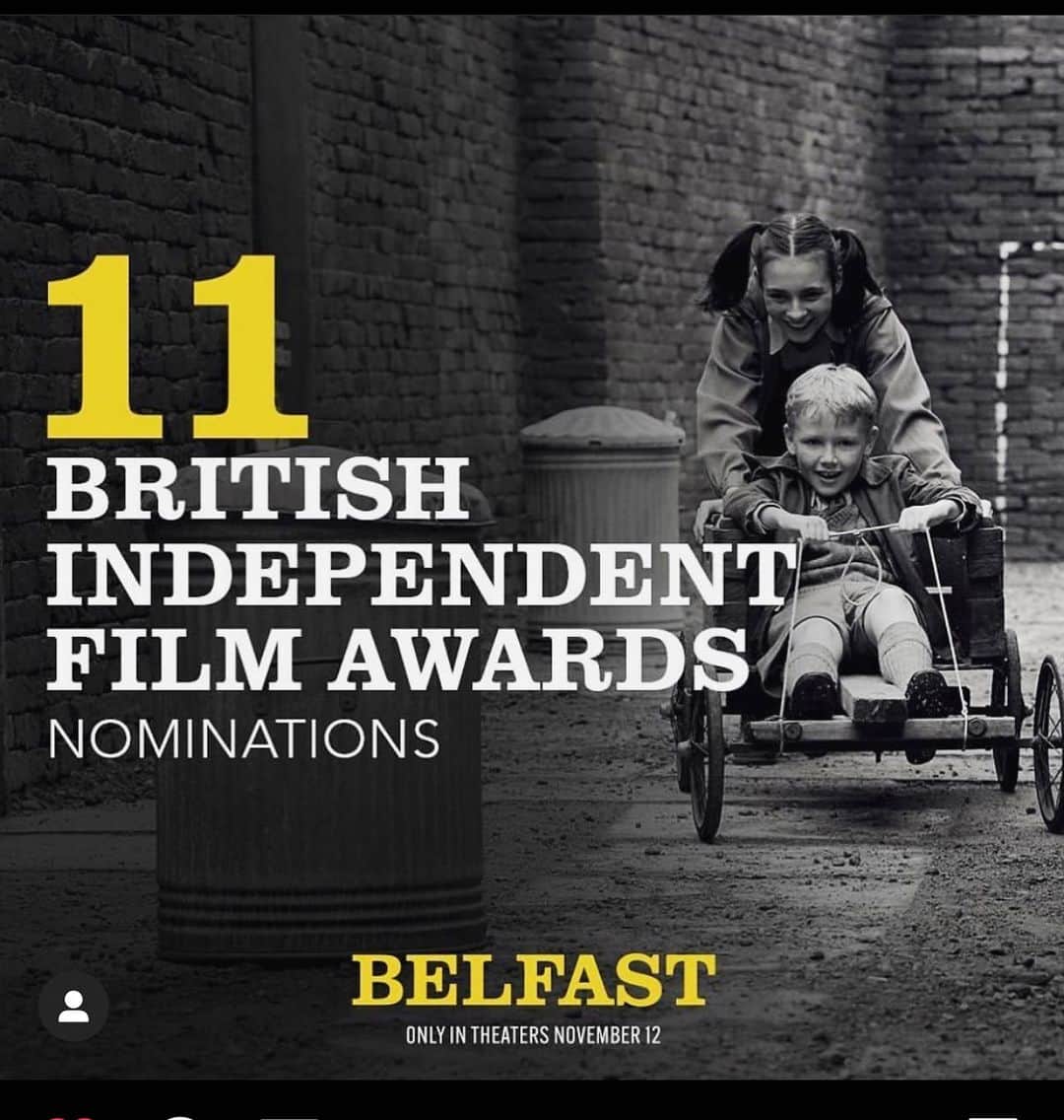 カトリナ･バルフのインスタグラム：「What a week for @belfastmovie … firstly thank you @bifa_film for the wonderful recognition for our cast and crew … 11 noms!!! And then bringing Belfast home. An incredible night in Belfast… so emotional, so fun …. Just so special. 💗」