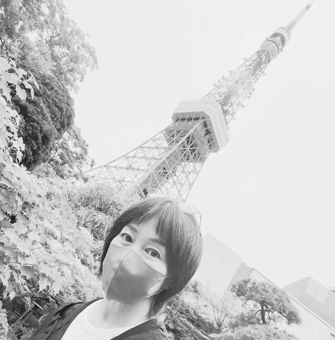 高島礼子のインスタグラム：「何となく、東京タワー🗼 そして、モノクロもたまにはいいかな、と  #東京タワー #散歩」