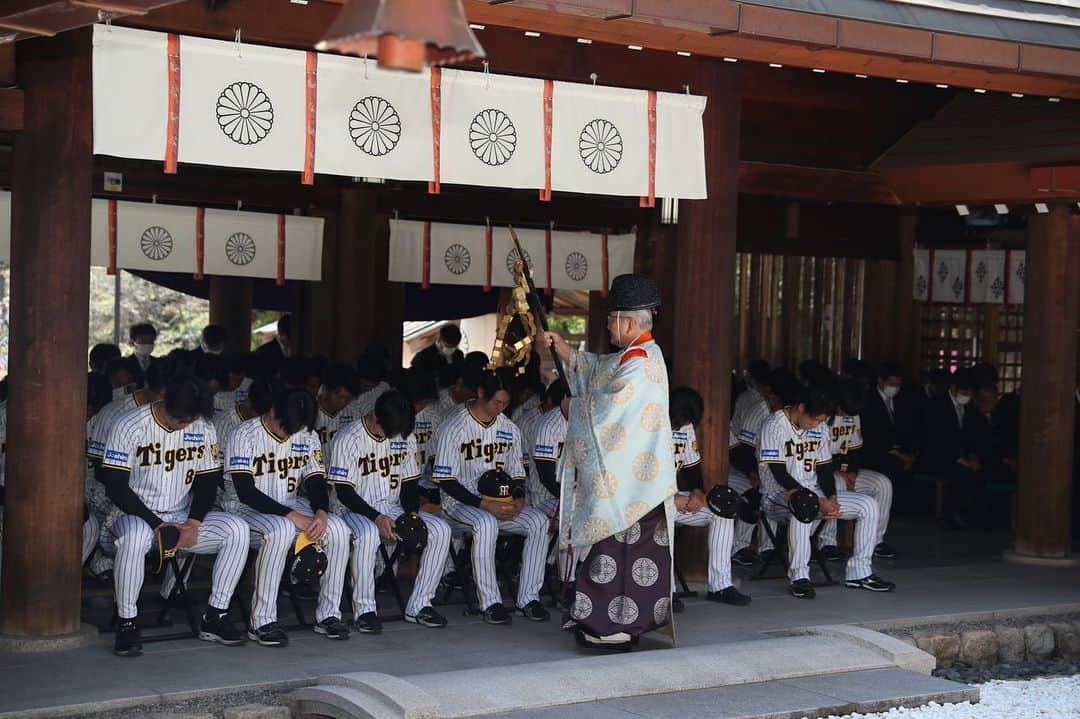 阪神タイガースのインスタグラム：「本日、西宮市の#廣田神社 で必勝祈願を行いました！ #阪神タイガース  #ARE」